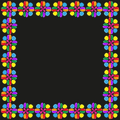 Colorful sphere frame. Bright border shape. Vector decorative design. Round ball pattern.