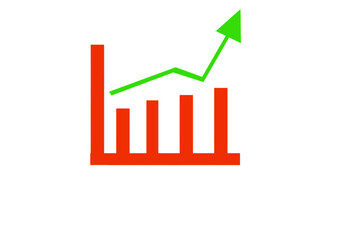 Business graph with arrow up showing financial market success and profit growth