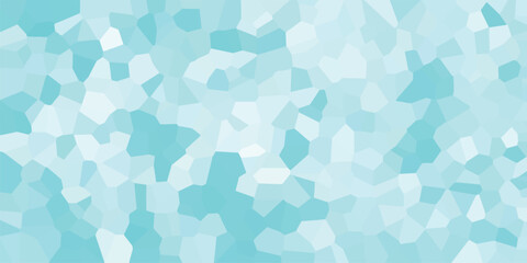 Abstract mosaic art background with a cool blue and white color palette illustrating geometric patterns with varying shapes and tones providing a soothing visual effect.