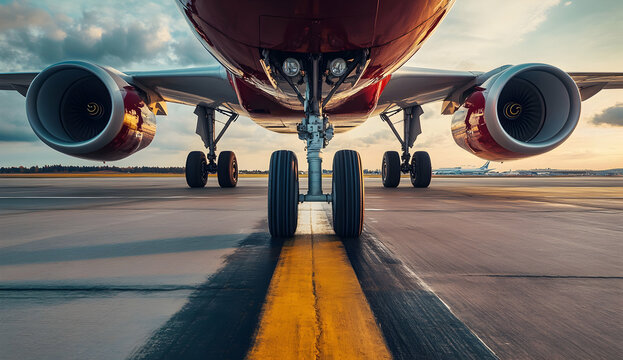 Airplane landing runway tarmac - Powered by Adobe