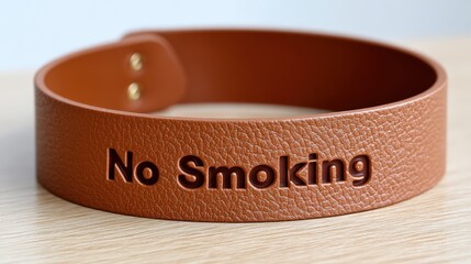 A wristband with an embossed "No Smoking" message