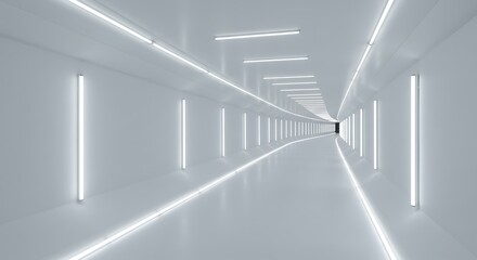 Obraz premium Futuristic White Corridor: A Journey Through Light and Space