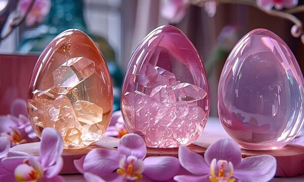 crystal yoni egg in pastel colors