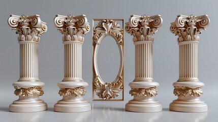 Obraz premium A set of luxurious picture frames featuring elegant gold finishes, for wall art display 