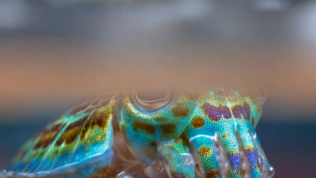 Vibrant cuttlefish portrait in ocean water showcasing intricate patterns and textures underwater life