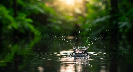 Water Drop Impact in Pond