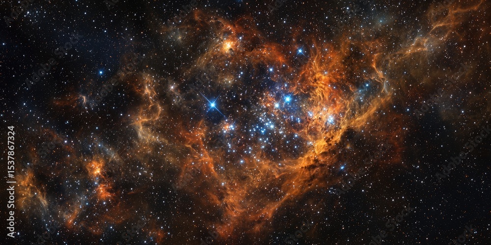 Poster a cosmic event in a distant galaxy, with stars forming, supernovae exploding, and waves of energy ri