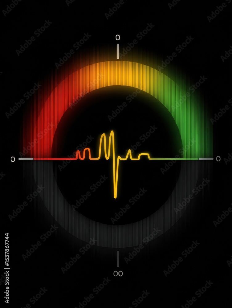 Poster Heartbeat Monitor Display Transitioning Into a Risk Meter With Minimal Upper Zone Indication for Health Assessment