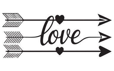 Minimalist Love Arrows Vector Illustration – Black and White Linear Romantic Design for Valentine's Day