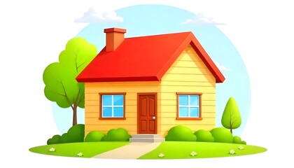 House Vector. Cartoon icon of a simple suburban house.