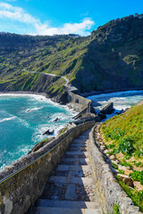 View down the stone stairway of San Juan de Gaztelugatxe
