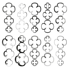 Monochrome clover icon. Thin line outline. Vector leaf pattern. Simple black white.