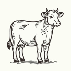Hand Drawn Cow Illustration – Vintage Farm Animal Vector