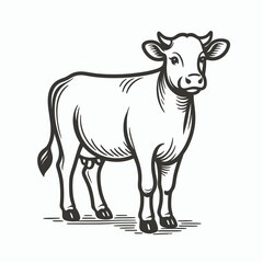 Hand Drawn Cow Illustration – Vintage Farm Animal Vector
