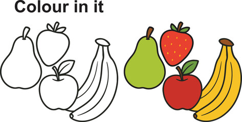 Colorful fruits coloring page for kids a fun and educational activity