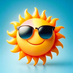 Happy Sun Wearing Sunglasses Summer Fun,