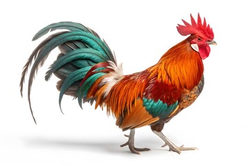 Fototapeta premium Colorful rooster isolated on white background