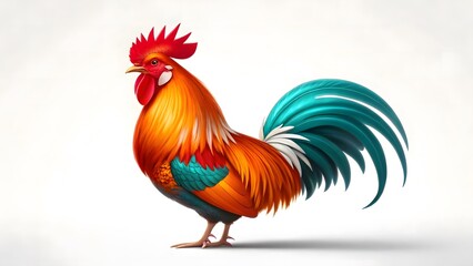 Fototapeta premium Vibrant rooster illustration isolated on white background