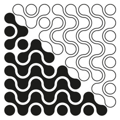 Abstract wave pattern. Curved line design. Vector geometric shapes. Black white elements.