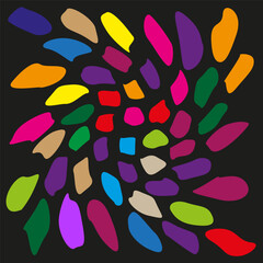 Colorful drops pattern. Bright teardrop shapes. Vector liquid design. Rainbow splash elements.