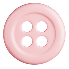 Pink Plastic Sewing Button 3D Illustration