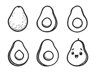 Avocado outline vector icons