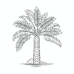 Obraz premium Date Palm line drawing featuring smooth sketch-style strokes in a refined black and white vector design.