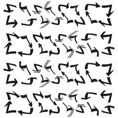 Arrow grid pattern. Directional shape icon. Repeating vector figure. Abstract motion layout.