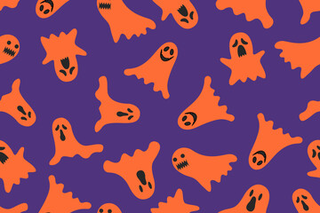 Seamless Halloween pattern with ghosts
