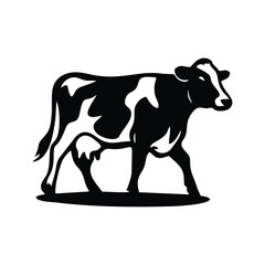 standing black and white cow silhouette icon