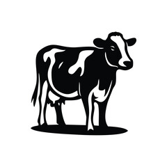 standing black and white cow silhouette icon