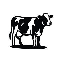 standing black and white cow silhouette icon