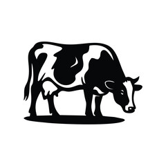 standing black and white cow silhouette icon