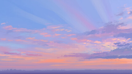 Early morning sky with subtle pastel hues of orange, lavender, and light blue