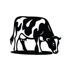 standing black and white cow silhouette icon
