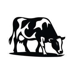 standing black and white cow silhouette icon