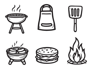 Barbecue Grill Line Art Illustration