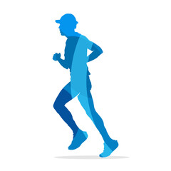 Silhouette of  running isolated on White. Running Silhouette Icon.