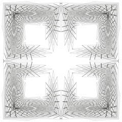 Geometric square pattern. Abstract Vector ornament. Symmetrical line composition. Intricate monochrome graphic.