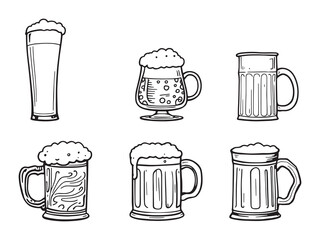 Beer Pint Line Art Style Icons
