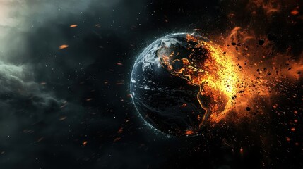 Obraz premium Burning planet