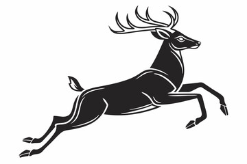 Running Deer Silhouette Vector – Dynamic Wildlife Illustration on White Background