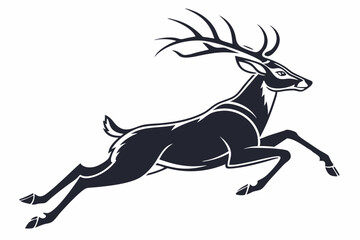 Running Deer Silhouette Vector – Dynamic Wildlife Illustration on White Background