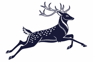 silhouette running deer vector illustration white background