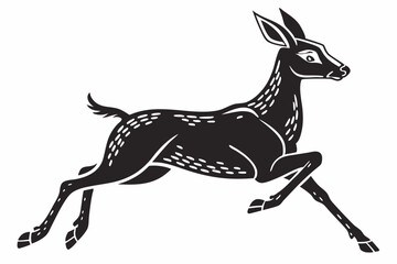 silhouette running deer vector illustration white background