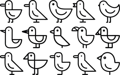 Fototapeta premium Seagull icon set featuring sea and herring gulls isolated on transparent background