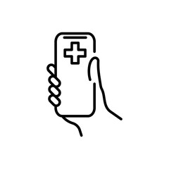 Vector line icon related to digital healthcare. Perfect Line. Editable Stroke.