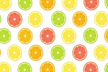 Colorful Citrus Fruit Slices Pattern Background