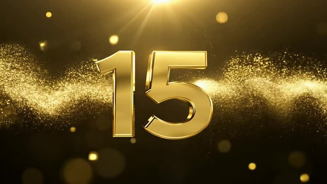 graphic features glowing golden trails video of 15 year anniversary beautifully rendered ultra HD 4K alpha channel seamless integration