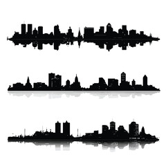 Fototapeta premium baltimore city skyline silhouette set, Black & White silhouette set